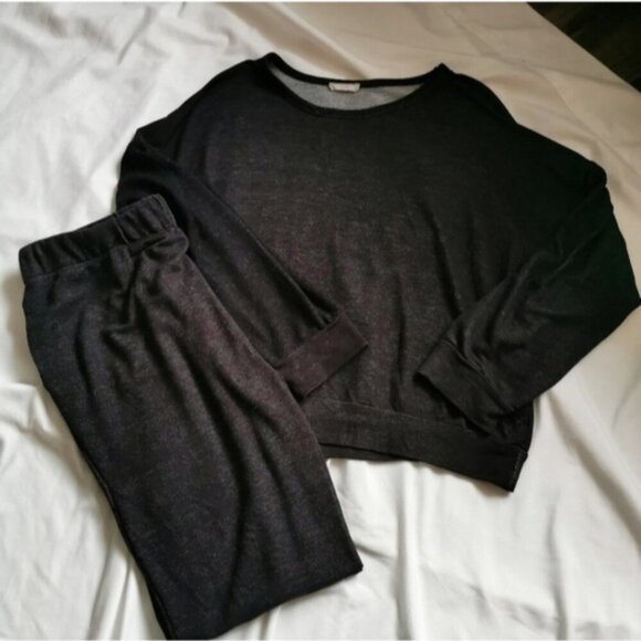 Cozy Charcoal Knit Loungewear Set | Slouchy Pullover & Joggers | Medium - Picture 3 of 12